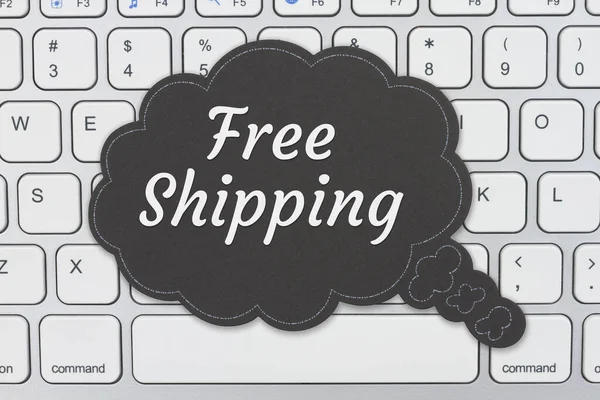 Free Shipping Message Chalkboard Speech Bubble Keyboard Your Online Shopping — Stock Photo, Image