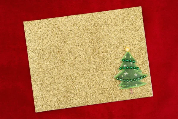 Cartão Saudação Branco Com Árvore Natal Com Uma Caneta Tinteiro — Fotografia de Stock