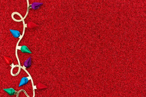 Luci Natale Sfondo Rosso Glitter Vacanza Vostro Natale Messaggio Stagionale — Foto Stock