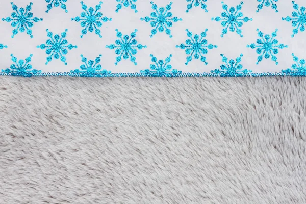 Blue Snowflakes Gray Plush Material Holiday Background Your Winter Seasonal — Stock Photo, Image