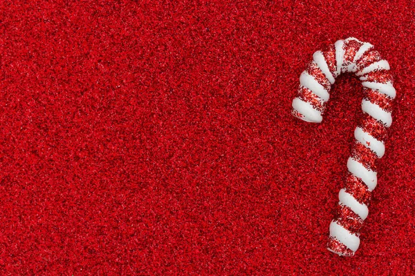 Canna Zucchero Sfondo Rosso Glitter Vacanza Carta Vostro Inverno Messaggio — Foto Stock