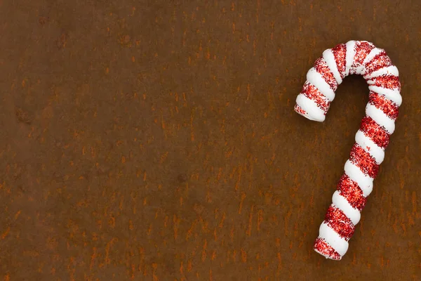 Candy Cane Weathered Rusting Metal Holiday Background Your Winter Seasonal — Stock Photo, Image