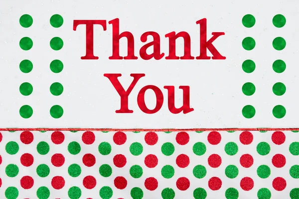 Thank You Message Red Green Polka Dots White Sparkles Felt — Stock Photo, Image