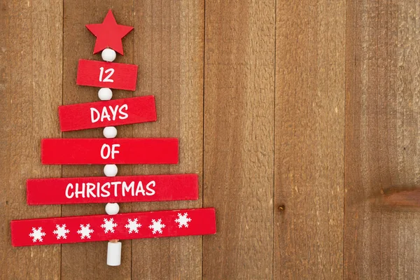 Dagen Kerstboodschap Aan Een Kerstboom Verweerd Hout Voor Winter Vakantieboodschap — Stockfoto