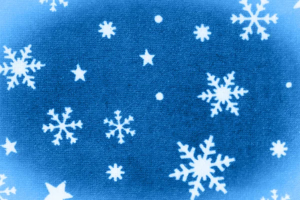Vita Snöflingor Blå Material Semester Bakgrund För Din Vinter Eller — Stockfoto