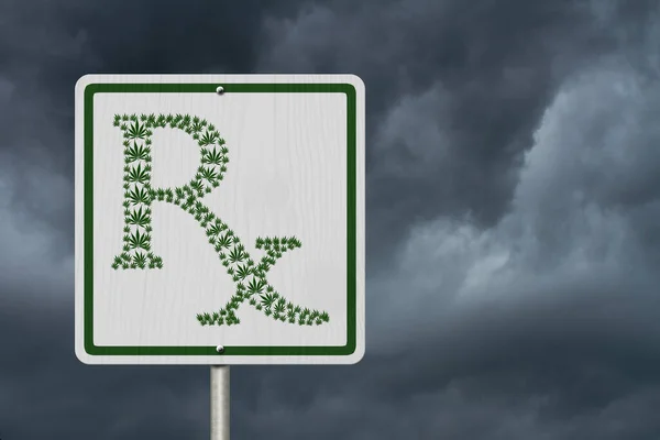 Driving Influence Marijuana Road Highway Sign Prescription Sign Marijuana Leaf — Stock Photo, Image
