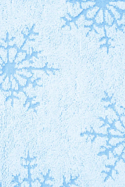 冬や季節のメッセージのための白い素材の休日の背景に青い雪片 — ストック写真