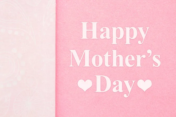 Happy Mothers Day Greeting Pink Ribbon Swirls — Foto de Stock