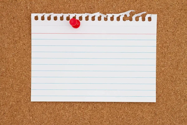 Blank Ruled Paper Pushpin Corkboard Your Message Information — Stock Photo, Image