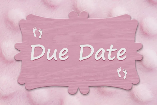Due Date Message Sign Baby Pink Fleece Materials Textured — Stok Foto
