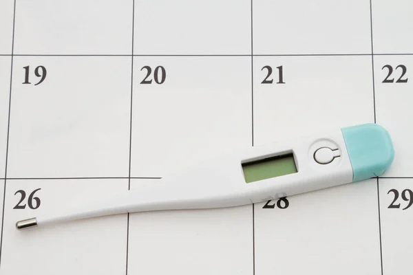 Digital Thermometer Display Taking Your Temperature Calendar — Stock Photo, Image