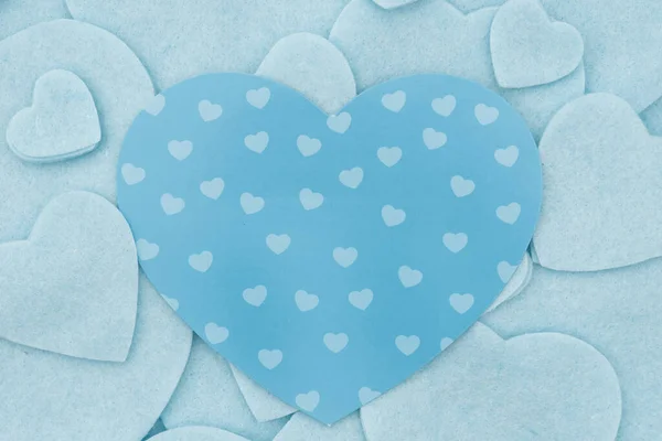Montón Corazones Fieltro Azul Con Fondo Amor Corazón Papel Para —  Fotos de Stock