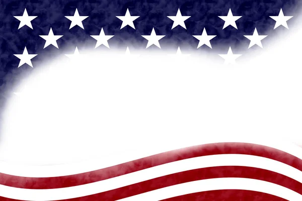 あなたの米国または愛国的なメッセージのために白に隔離された赤 および青の米国の旗の国境 — ストック写真