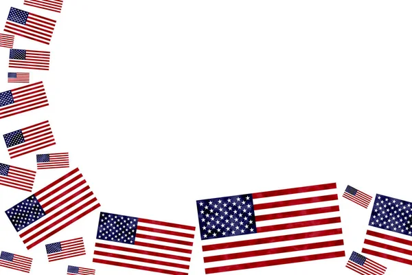 Rode Witte Blauwe Amerikaanse Vlag Grens Geïsoleerd Wit Voor Amerikaanse — Stockfoto