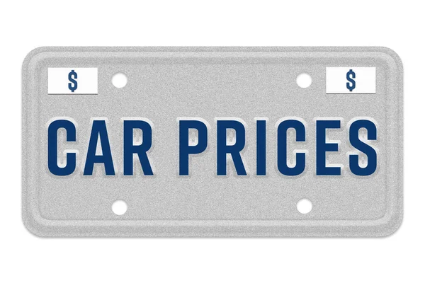 白で隔離された灰色のナンバープレート上の車の価格メッセージ — ストック写真