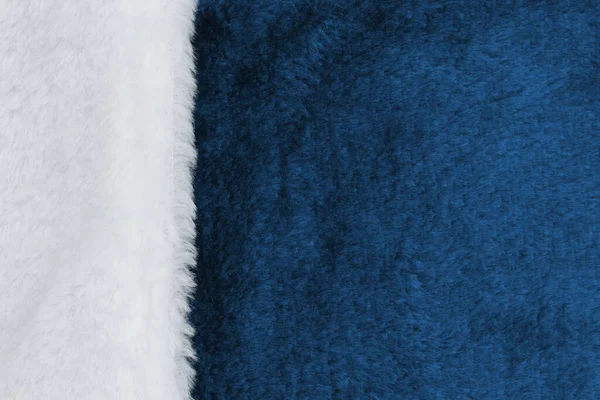 Materiál Modrého Fleece Bílým Okrajem Texturované Pozadí Kopírovacím Prostorem — Stock fotografie