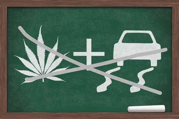 Gebruik Geen Cannabis Rijden Bericht Met Symbool Een Schoolbord — Stockfoto
