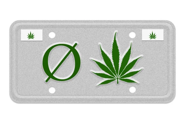 Gör Inte Cannabis Och Kör Meddelande Grå Registreringsskylt Isolerad Vit — Stockfoto