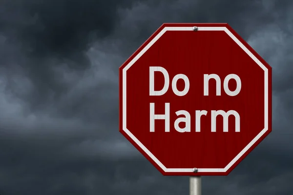 Harm Message Red Street Stop Sign Stormy Sky — Stock Photo, Image
