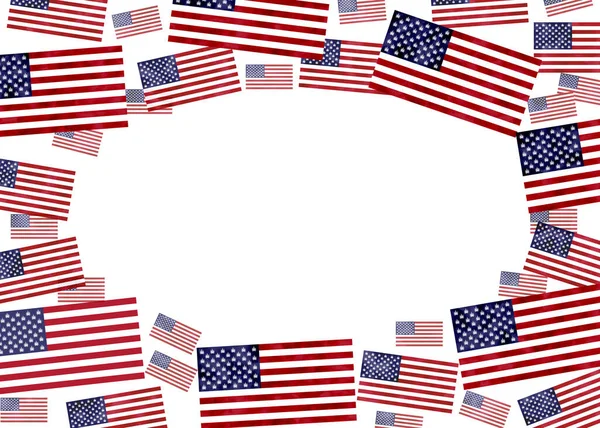 Bandeira Americana Ervas Daninhas Fronteira Isolada Branco Com Espaço Cópia — Fotografia de Stock