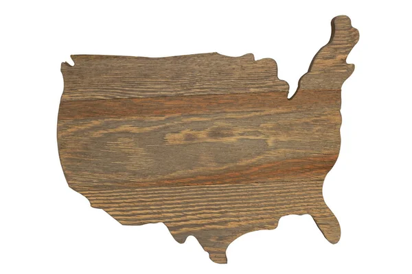 Американська Карта Вологим Деревом Ізольована Білому Тлі Вашого Сша Або — стокове фото