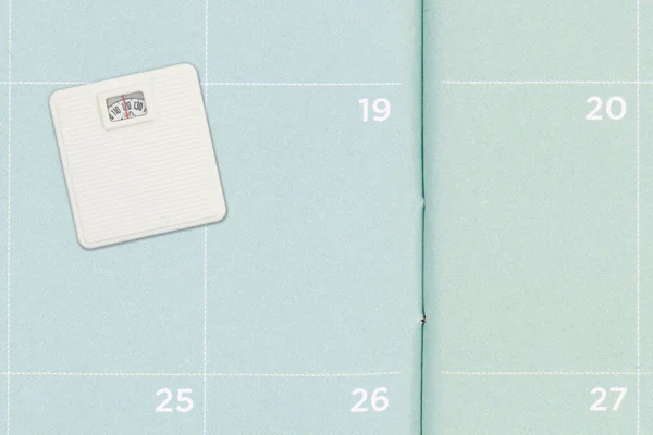 Чистый Календарь Шкалой Ванной Вашего Веса Потерять Сообщение — стоковое фото