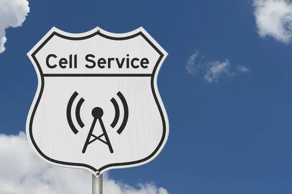 Cell Service Bericht Witte Snelweg Stop Teken Hemel — Stockfoto