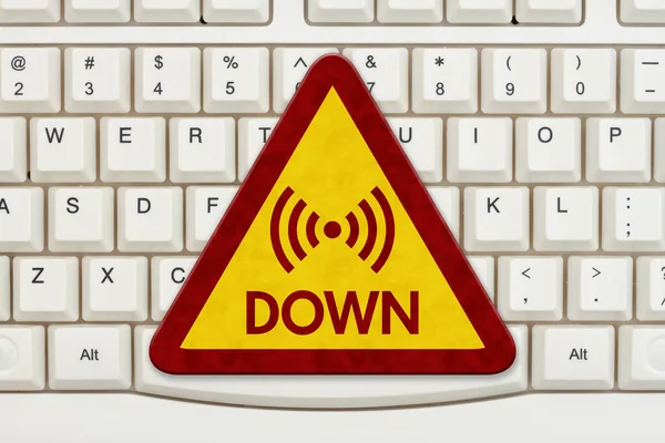 Internet Nachricht Auf Einem Gelben Warnschild Eine Computertastatur — Stockfoto