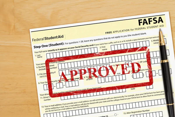 Ομοσπονδιακή Αίτηση Φοιτητικού Δανείου Των Ηπα Εγκεκριμένο Έντυπο Αίτησης Fafsa — Φωτογραφία Αρχείου