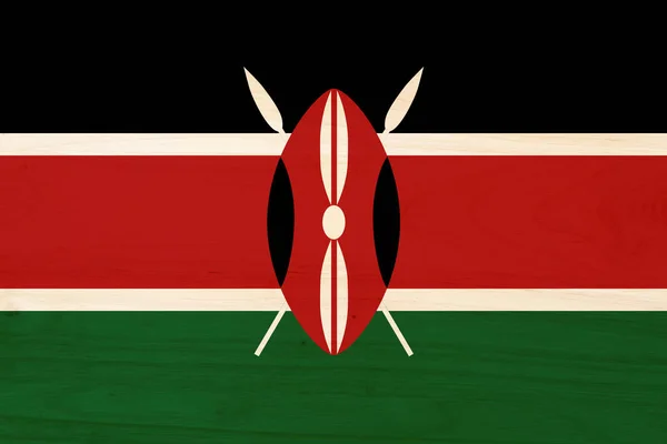 Rustic Old Kenya Flag Weathered Wood Background — Stock Photo, Image