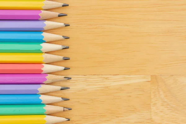 Matite Colore Pastello Sfondo Sulla Scrivania Legno Voi Istruzione Messaggio — Foto Stock