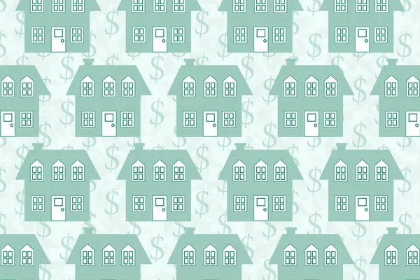 Ilustracja Zielony Dwa Piętrowy Dom Tłem Znak Dolara Dla Wiadomości — Zdjęcie stockowe