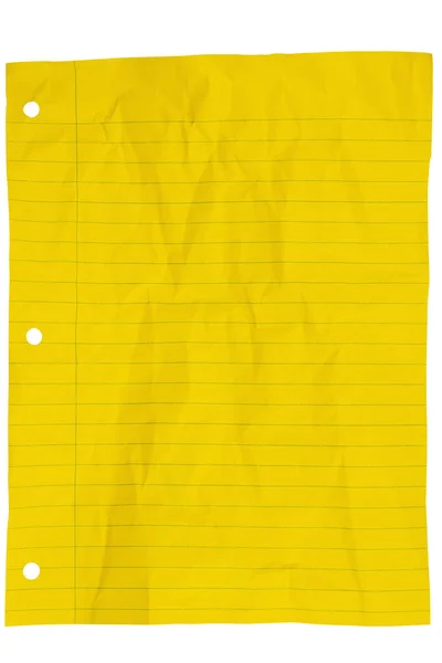 Ретро Жовтий Шкільний Оббитий Паперовий Фон Ізольований Білому Фоні Місцем — стокове фото