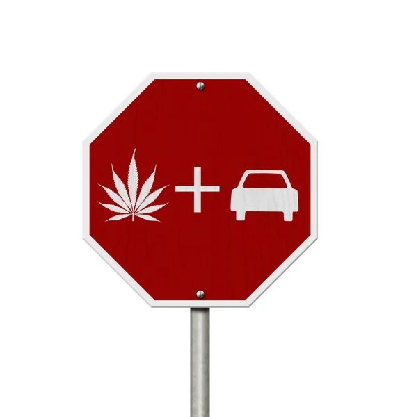 Gör Inte Cannabis Och Kör Meddelande Röda Gatan Stoppskylt Isolerad — Stockfoto