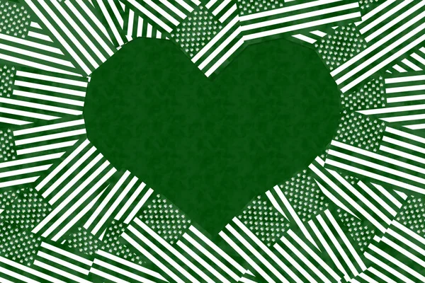 Amerikai Zászló Szív Határ Elszigetelt Zöld Másolási Hely Kannabisz Vagy — Stock Fotó