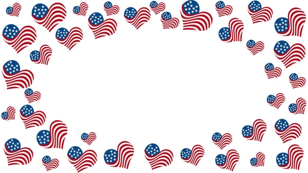 Illustration Red White Blue Usa Flag Hearts Pattern Background Patriotic — Stock Photo, Image