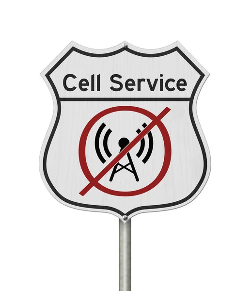 Žádná Zpráva Cell Service Bílé Dálniční Stopce Izolované Bílé — Stock fotografie