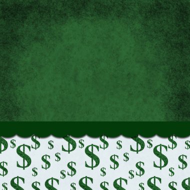 Grunge Green 'de dolar işareti olan para arkaplanı. Paranız ya da dolar mesajınız için kopyalama alanı olan bir kurdele.