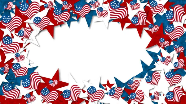 Ilustrace Červená Bílá Modrá Usa Vlajky Srdce Hvězdy Pozadí Pro — Stock fotografie