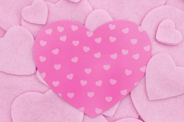 Lotes Corações Feltro Rosa Com Fundo Amor Coração Papel Para — Fotografia de Stock