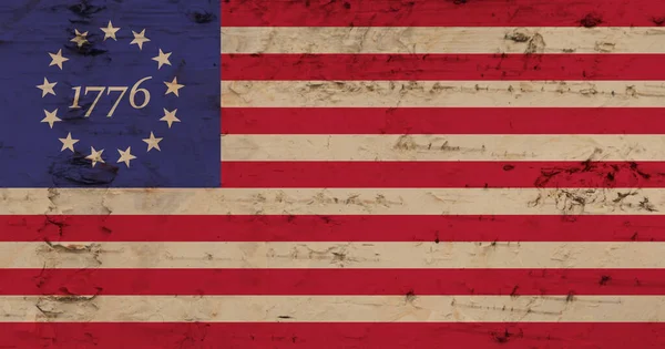Vintage Régi 1776 Betsy Ross Csillagos Amerikai Időjárási Zászló — Stock Fotó