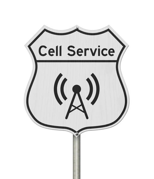 Cell Service Bericht Witte Snelweg Stop Teken Geïsoleerd Wit — Stockfoto
