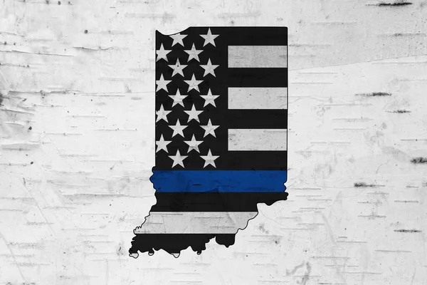 Bandera Línea Azul Delgada Americana Mapa Indiana Para Apoyo Los — Foto de Stock