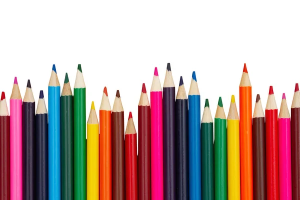 Lápiz Colores Crayones Fondo Escuela Aislado Blanco Para Usted Mensaje — Foto de Stock