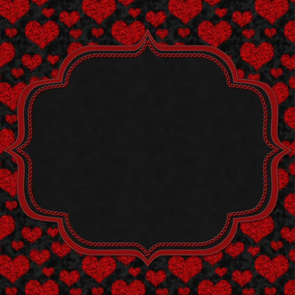 Любовная Граница Красным Сердцем Черном Пространством Копирования Вашей Любви Подобных — стоковое фото