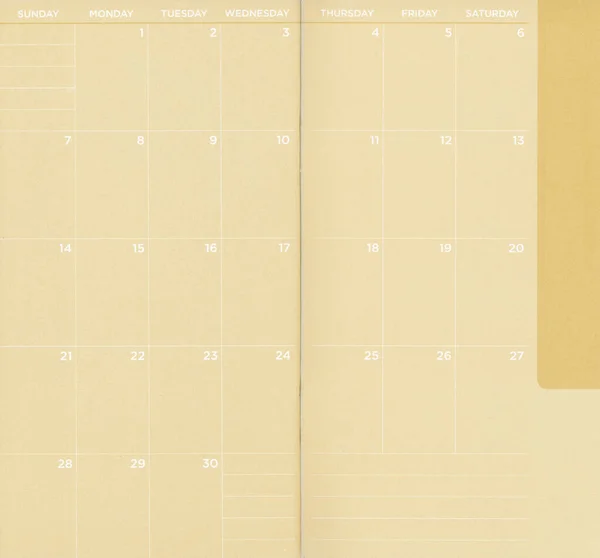 あなたの予定のための黄色の毎月の空白のカレンダー — ストック写真