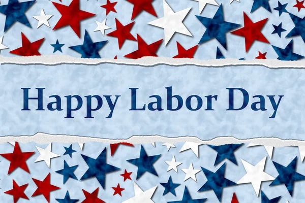 Happy Labor Day Grußbotschaft Mit Roten Weißen Und Blauen Sternen — Stockfoto
