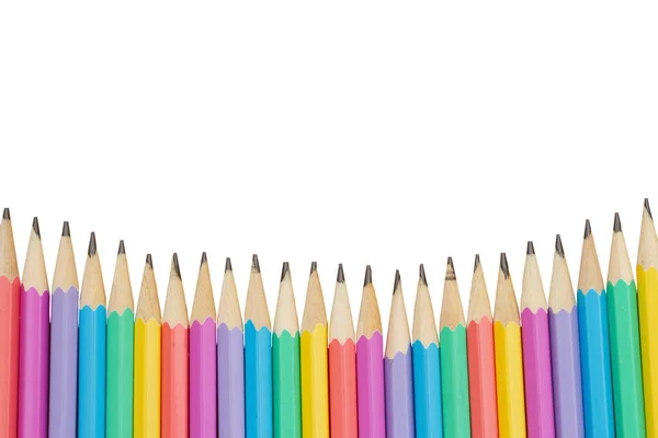 Lápices Color Fondo Escuela Aislado Blanco Para Educación Mensaje Escolar —  Fotos de Stock