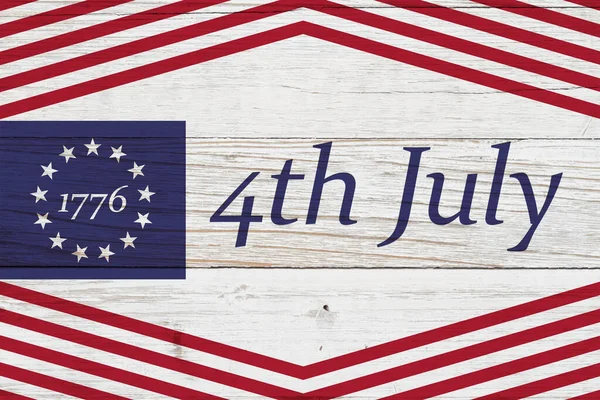 Ευτυχισμένη Ιουλίου Vintage Παλιά Betsy Ross Αστέρια Ξεπέρασε Αμερικανική Σημαία — Φωτογραφία Αρχείου