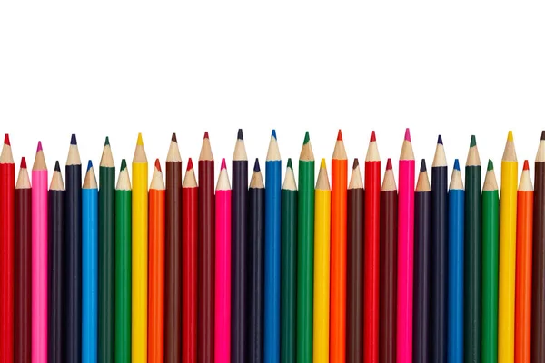 Renkli Kalem Boyaları Okul Arkaplanı Eğitim Mesajınız Için Beyaza Izole — Stok fotoğraf
